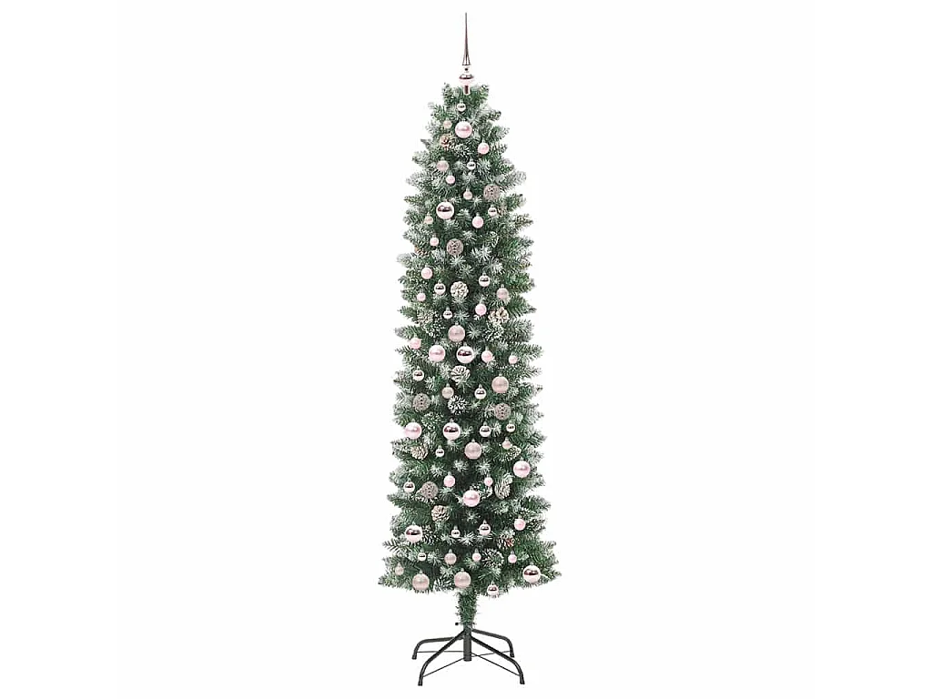 Slanke kunstkerstboom met 300 LED's Groen en wit 210 cm