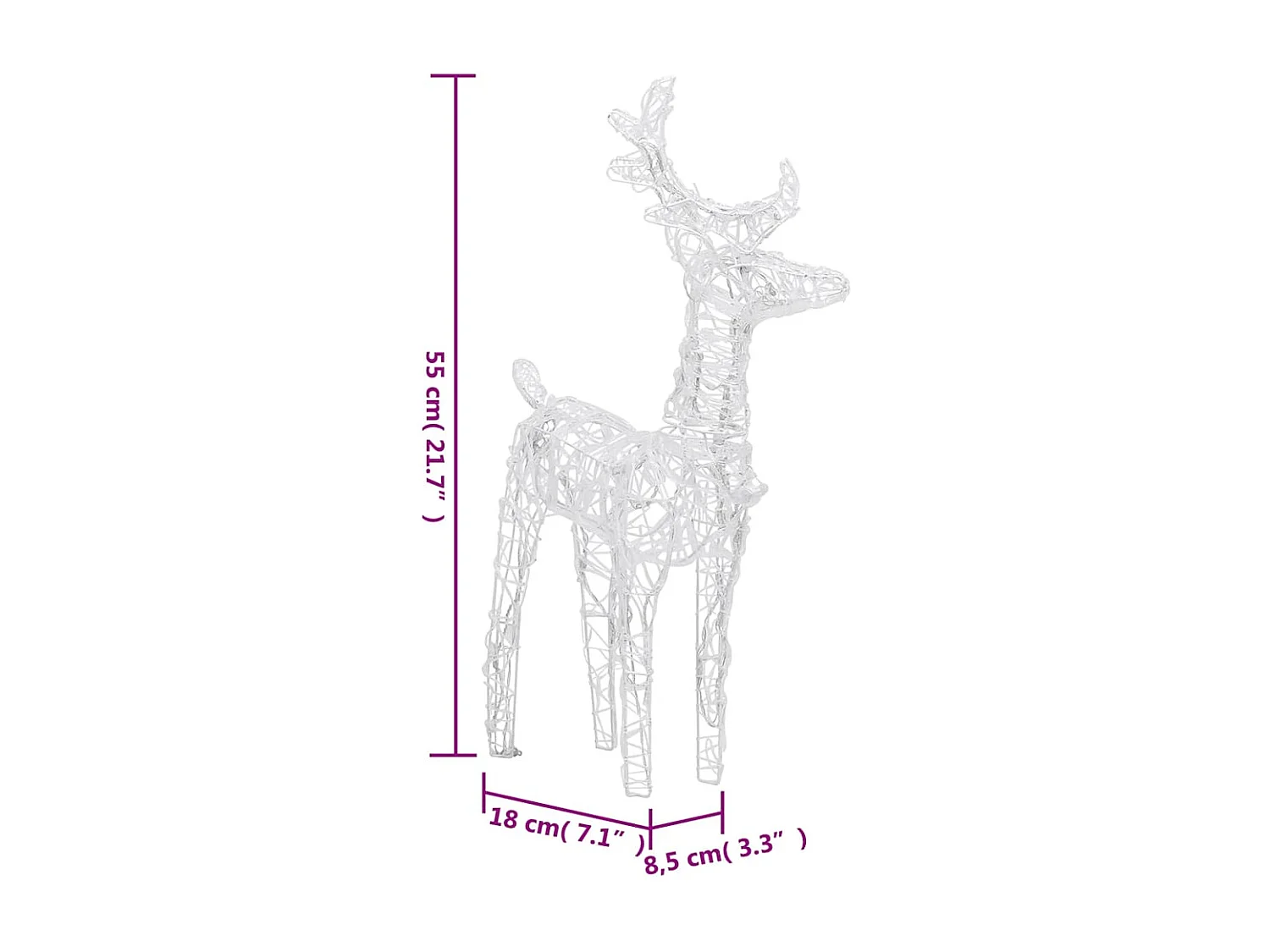 Rennes de Noël 2 pcs 80 LED Blanc froid Acrylique