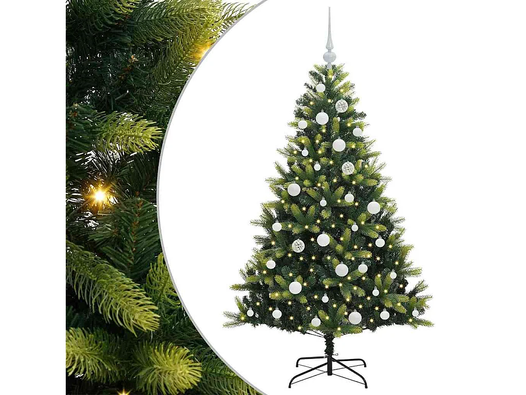 Arbre de Noël artificiel à charnières 150 LED Vert 150 cm