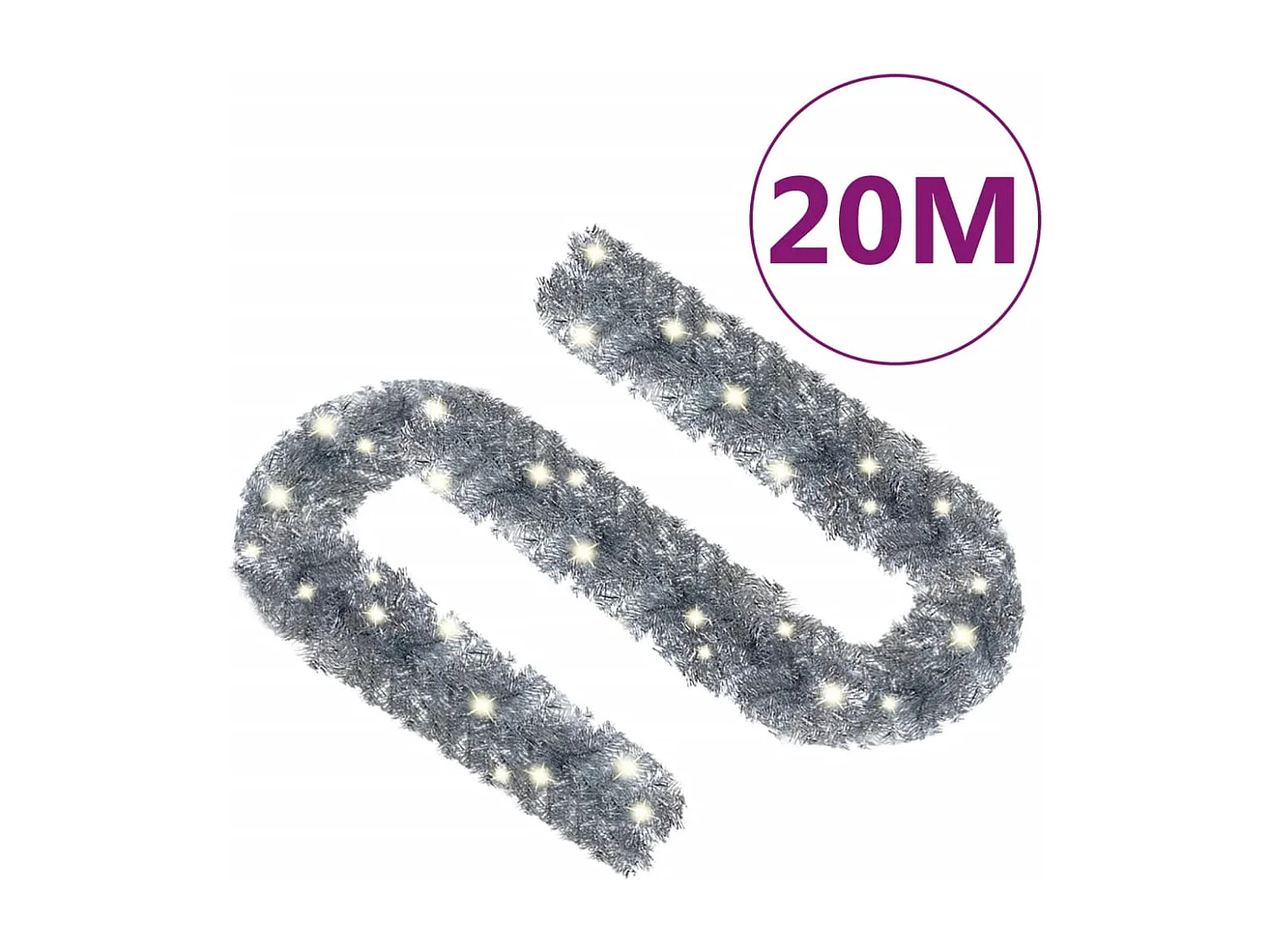 Ghirlanda natalizia con luci LED 20 m Argento