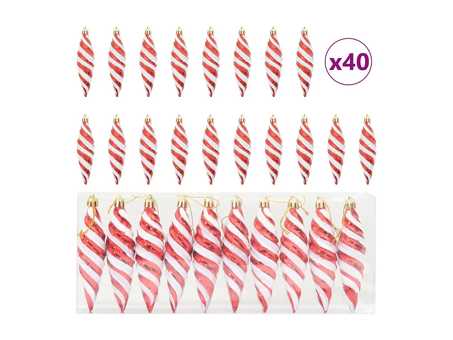 Boule en forme de spirale de Noël 40 pcs Rouge