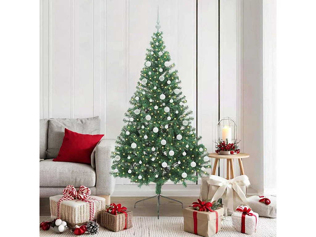 Sapin de Noël artificiel pré-éclairé Vert 180 cm PVC