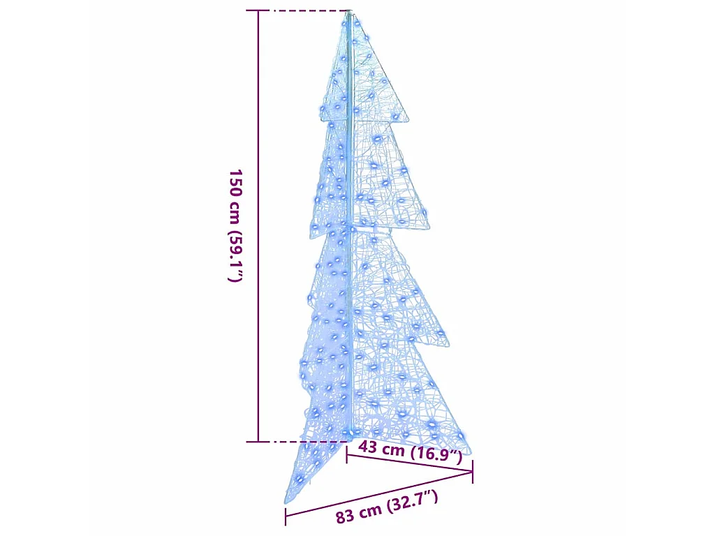 Weihnachtsbaum mit 160 LEDs Blau 150 cm Acryl