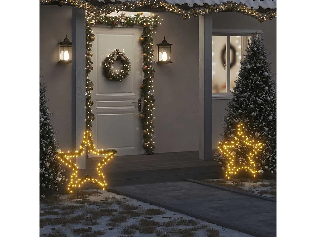Décoration lumineuse étoile de Noël avec piquets 115 LED 85 cm