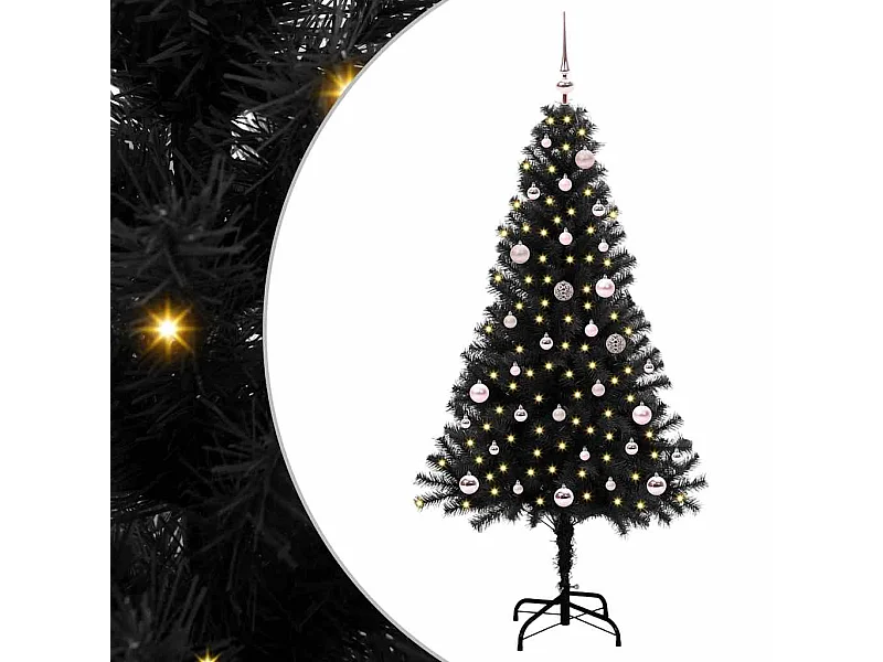 Sapin de Noël avec 150 LED avec support Noir 150 cm PVC