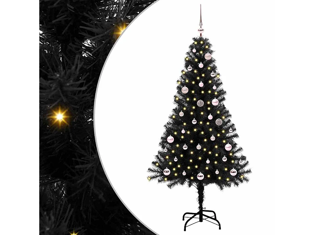 Sapin de Noël avec 150 LED avec support Noir 150 cm PVC