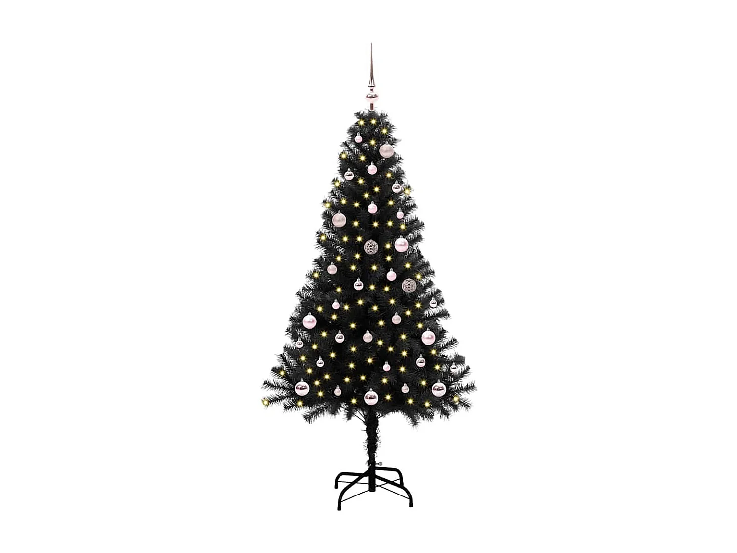 Sapin de Noël avec 150 LED avec support Noir 150 cm PVC