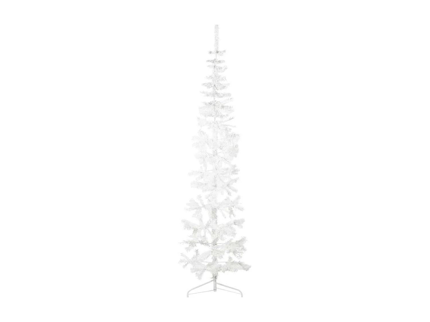 Albero di Natale artificiale mezzo sottile con supporto bianco 210 cm