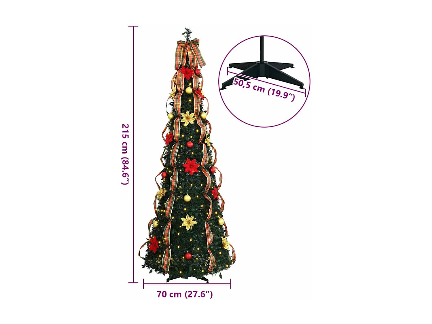 Sapin de Noël artificiel avec 200 LED Vert 210 cm PVC