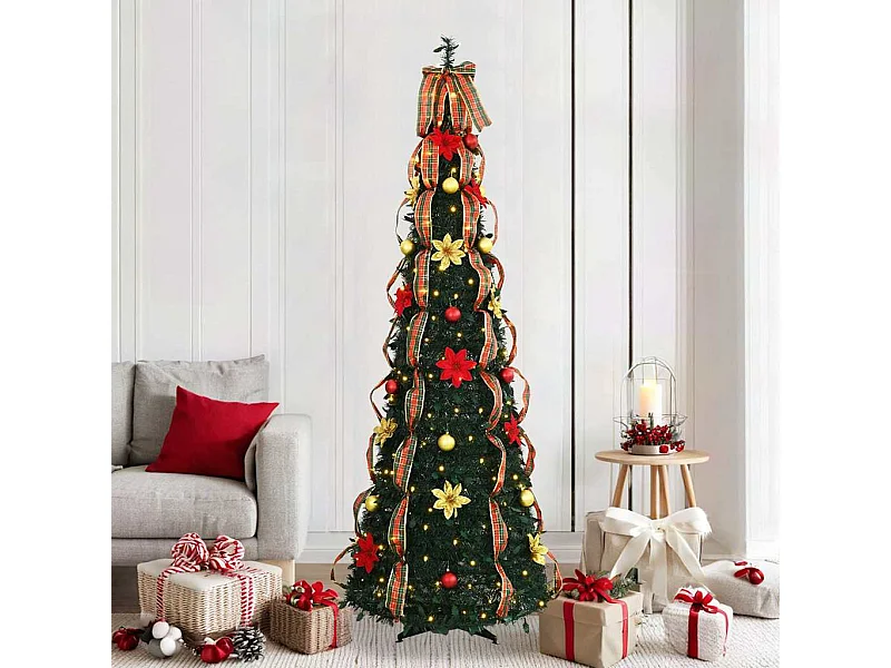 Albero di Natale artificiale con 200 LED Verde 210 cm PVC