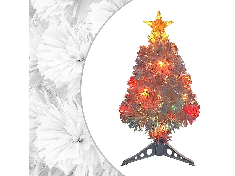 Künstlicher Weihnachtsbaum mit Glasfaserbeleuchtung, 64 cm, weiß