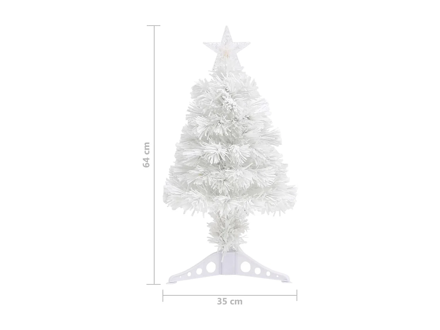 Künstlicher Weihnachtsbaum mit Glasfaserbeleuchtung, 64 cm, weiß