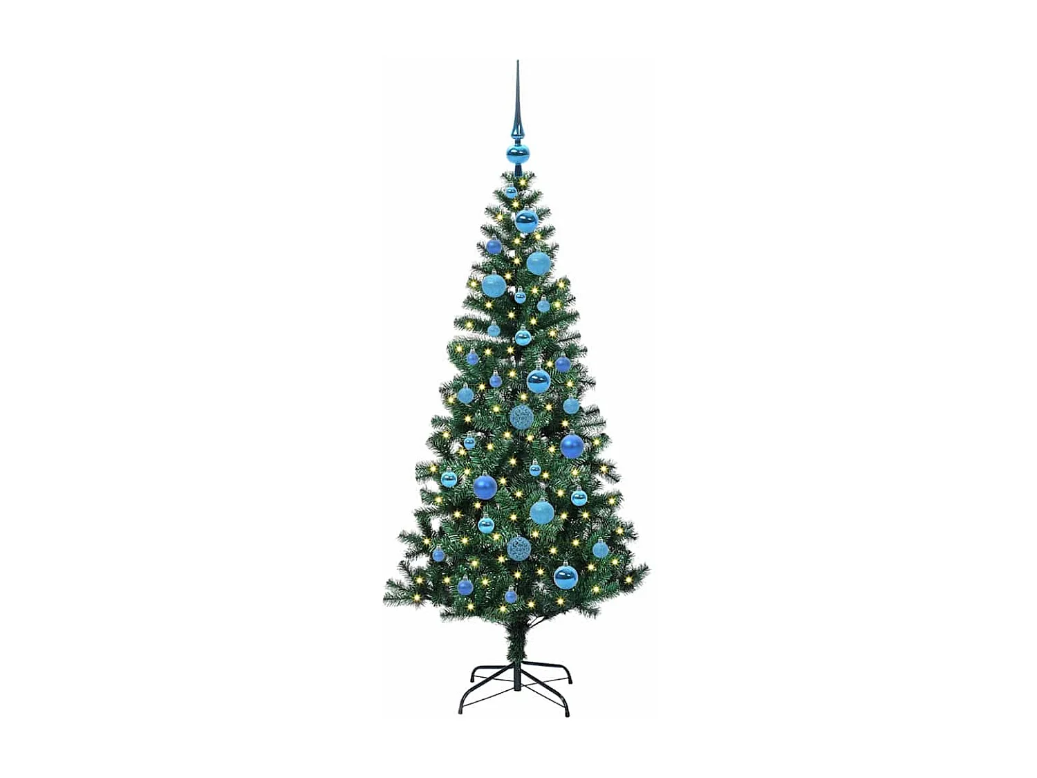 Voorverlichte kunstkerstboom groen 150 cm PVC en metaal