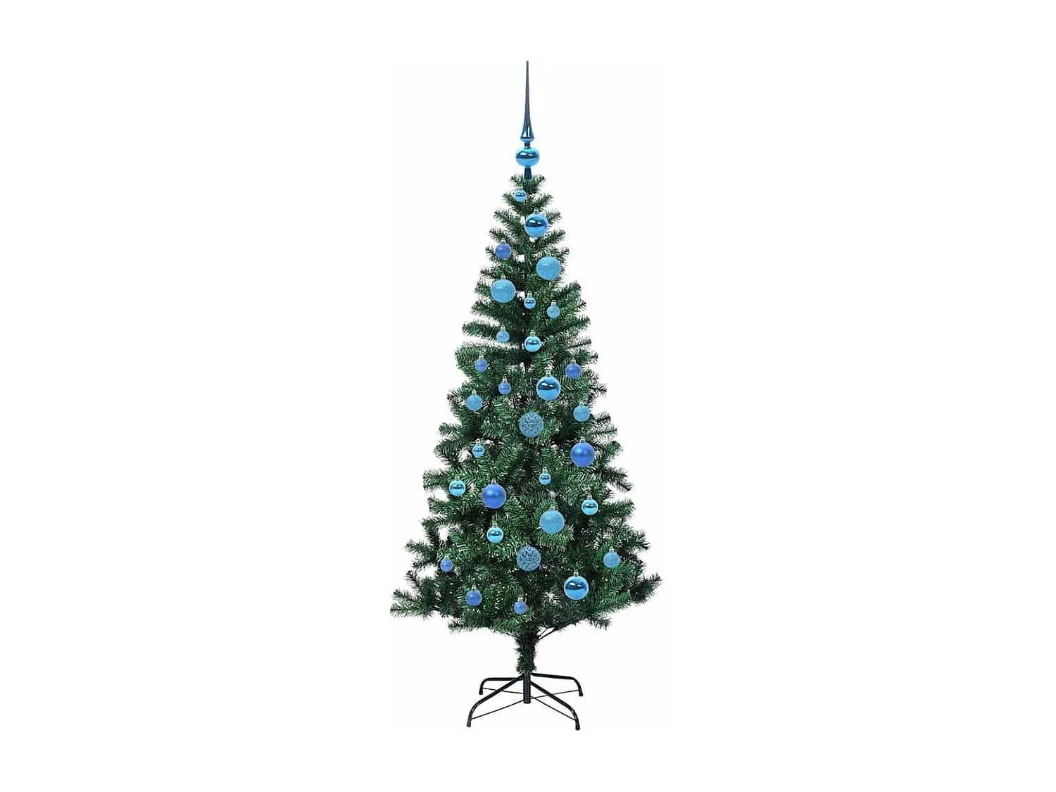 Voorverlichte kunstkerstboom groen 150 cm PVC en metaal