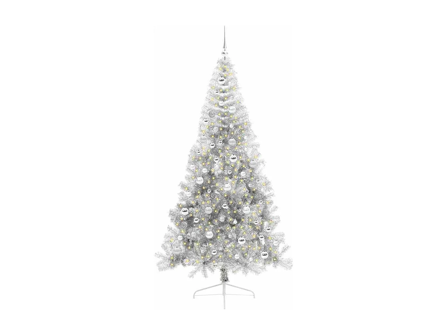 Sapin de Noël artificiel pré-éclairé Argent 210 cm PET