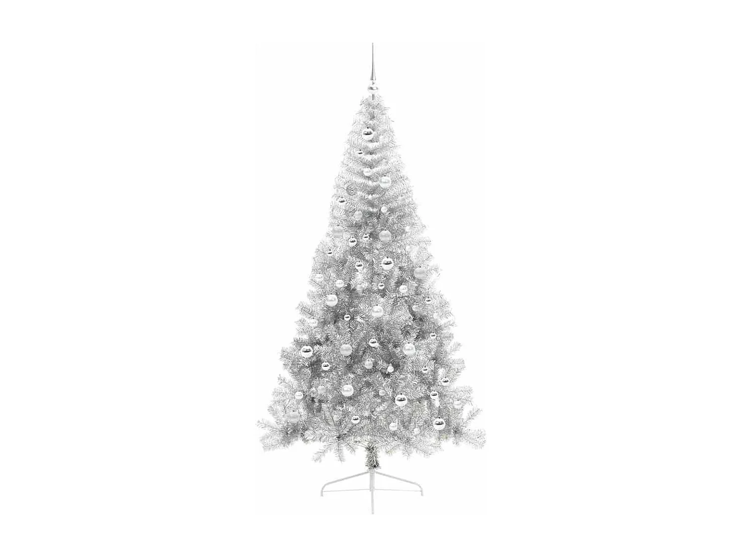 Sapin de Noël artificiel pré-éclairé Argent 210 cm PET
