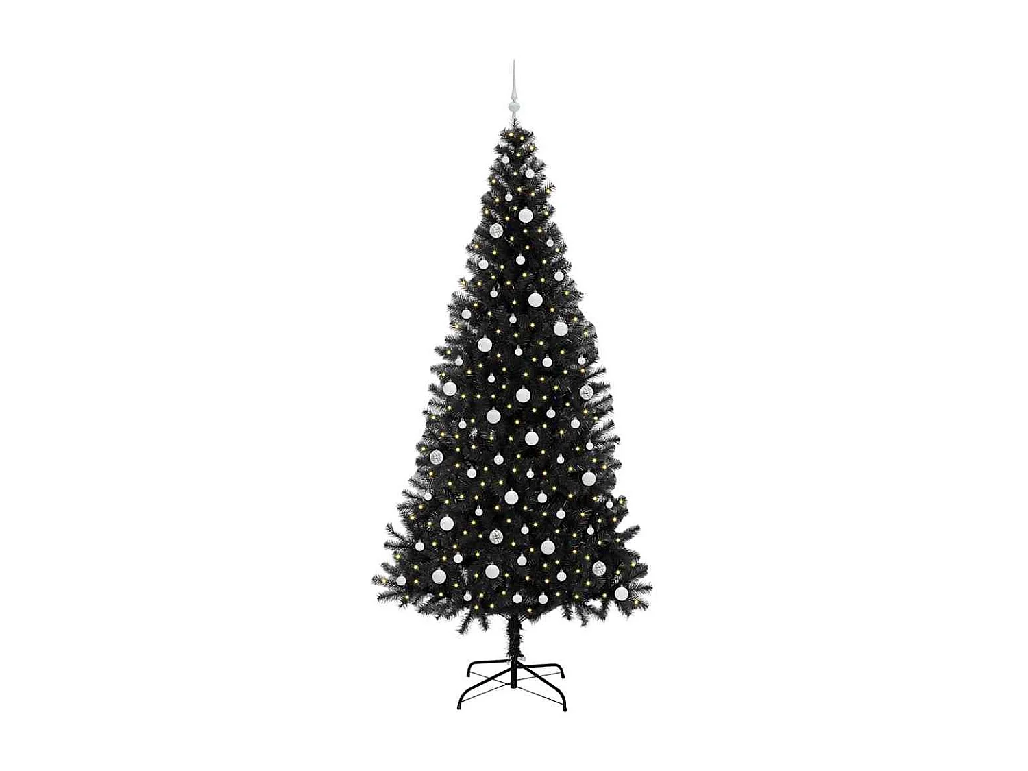 Sapin de Noël avec 300 LED avec support Noir 240 cm PVC