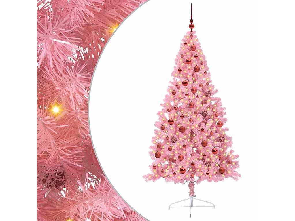 Sapin de Noël artificiel pré-éclairé Rose 180 cm PVC
