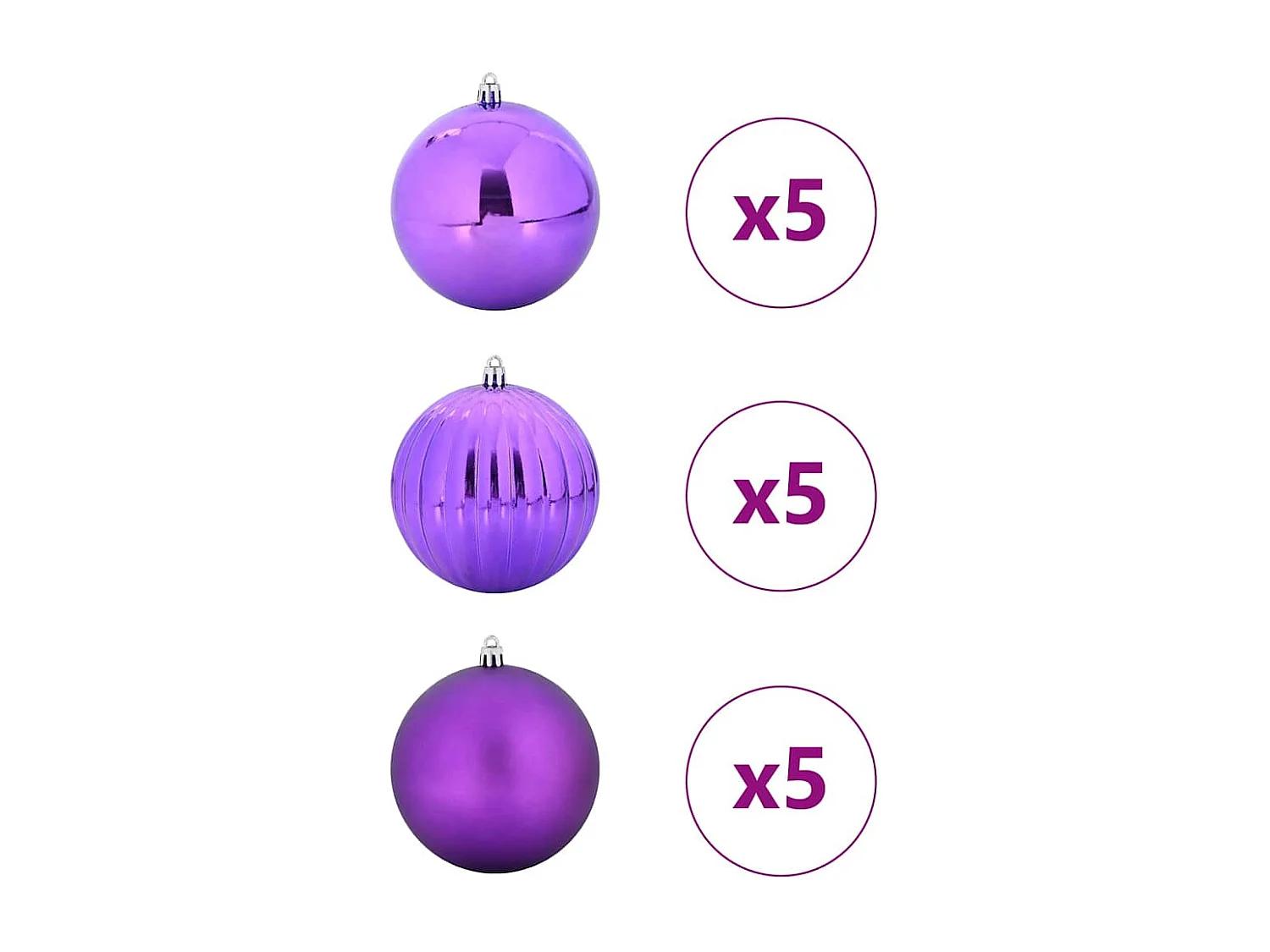 Ensemble de Boules de Noël 15 pcs Lilas