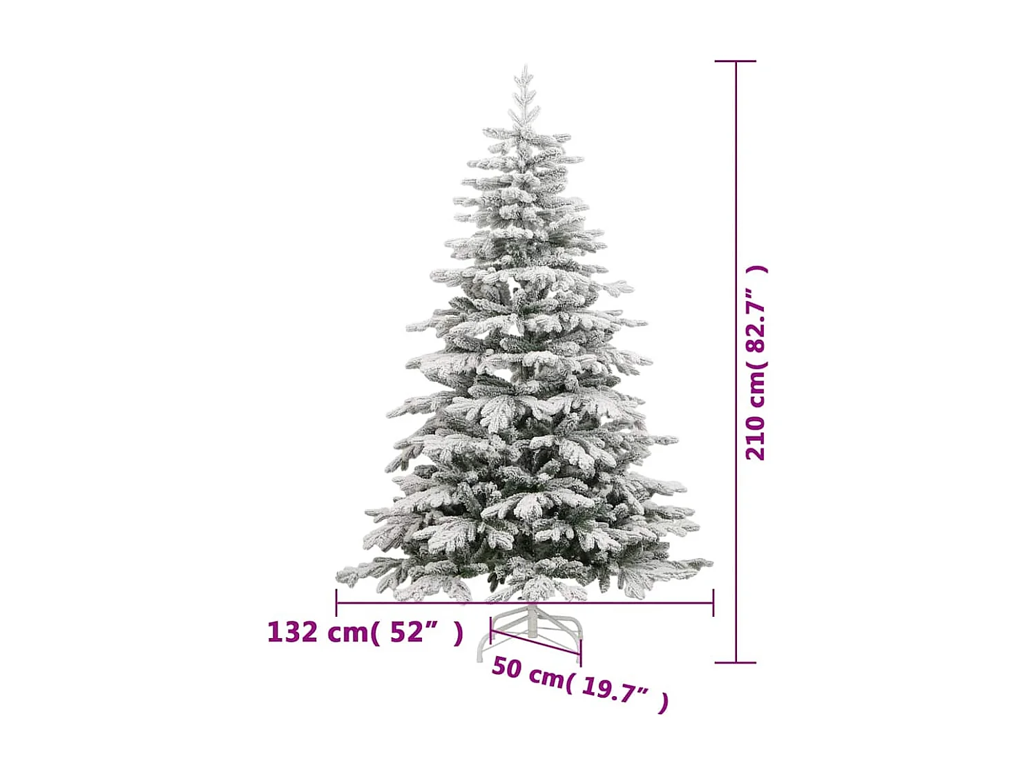 Sapin de Noël artificiel à charnières avec neige floquée 210 cm