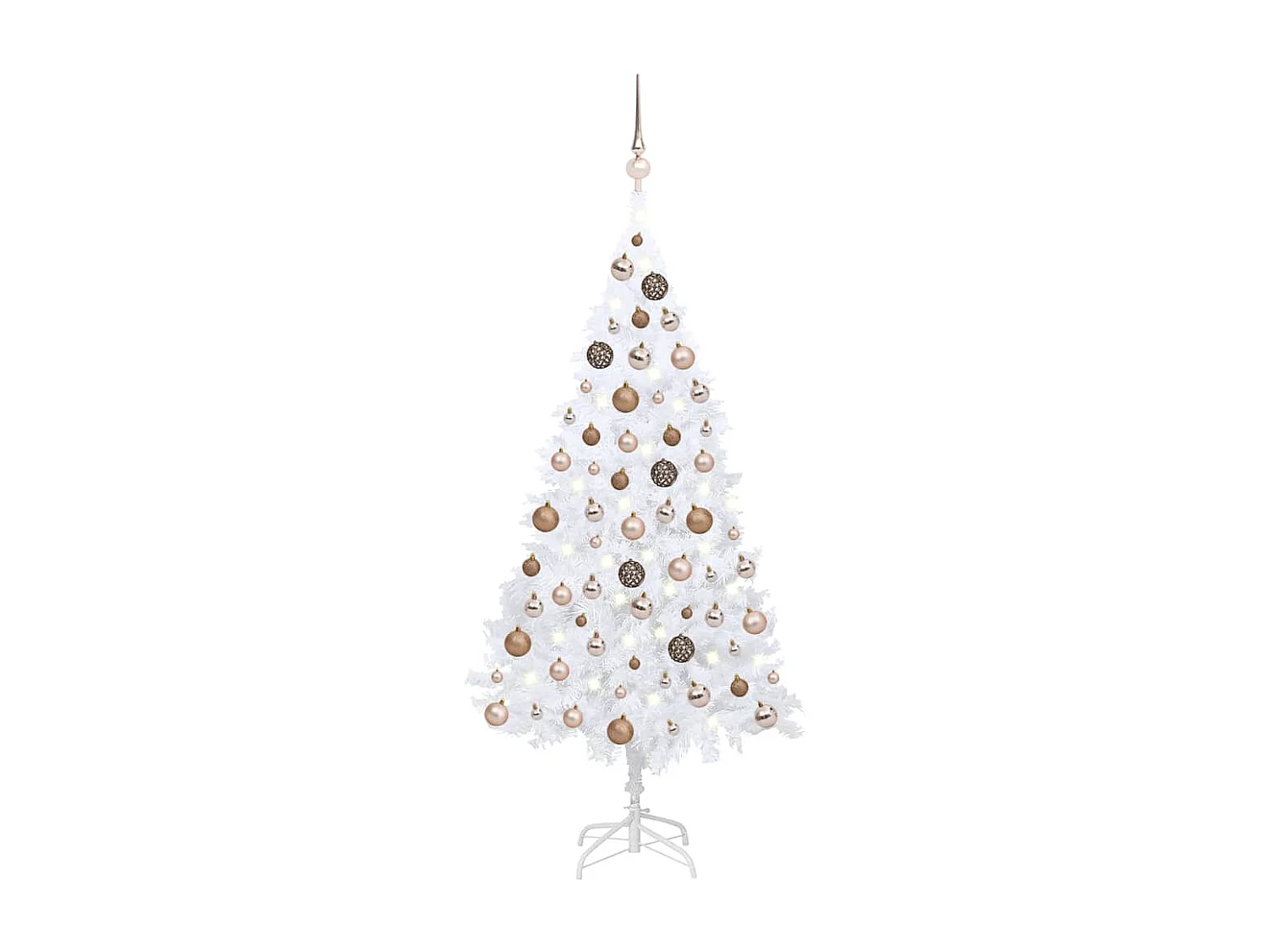 Arbre de Noël artificiel pré-éclairé et boules blanc 120 cm PVC