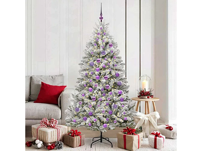Albero di Natale artificiale Verde e bianco 180 cm PVC e metallo