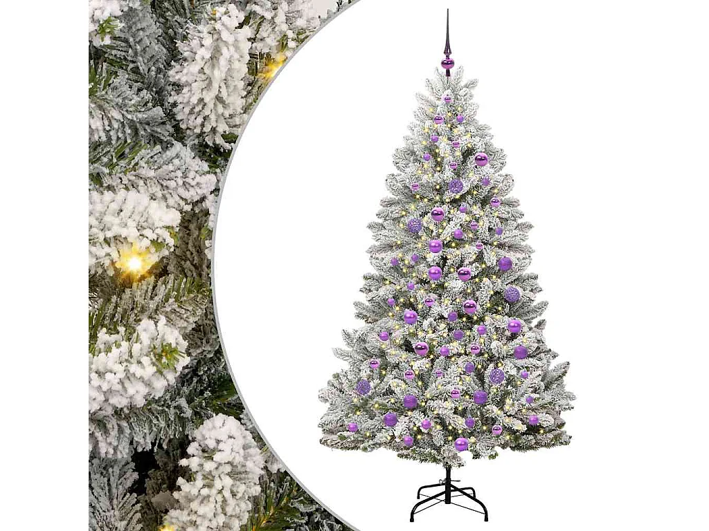 Künstlicher Weihnachtsbaum Grün und Weiß 180 cm PVC und Metall