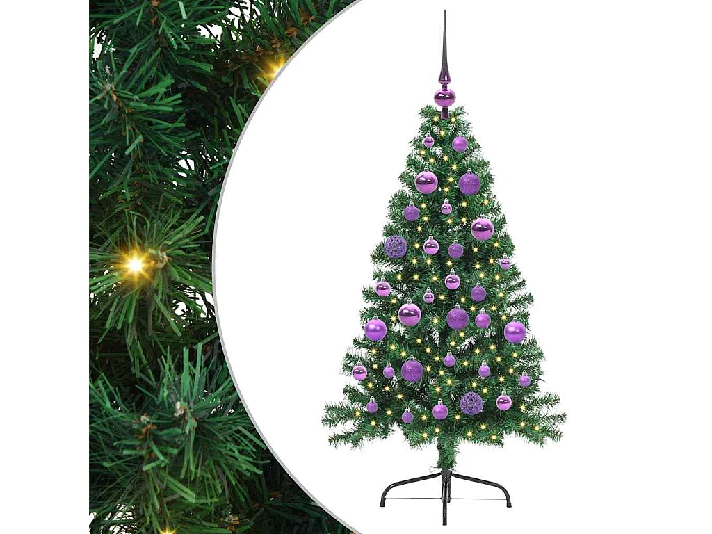 Voorverlichte kunstkerstboom groen 120cm PVC