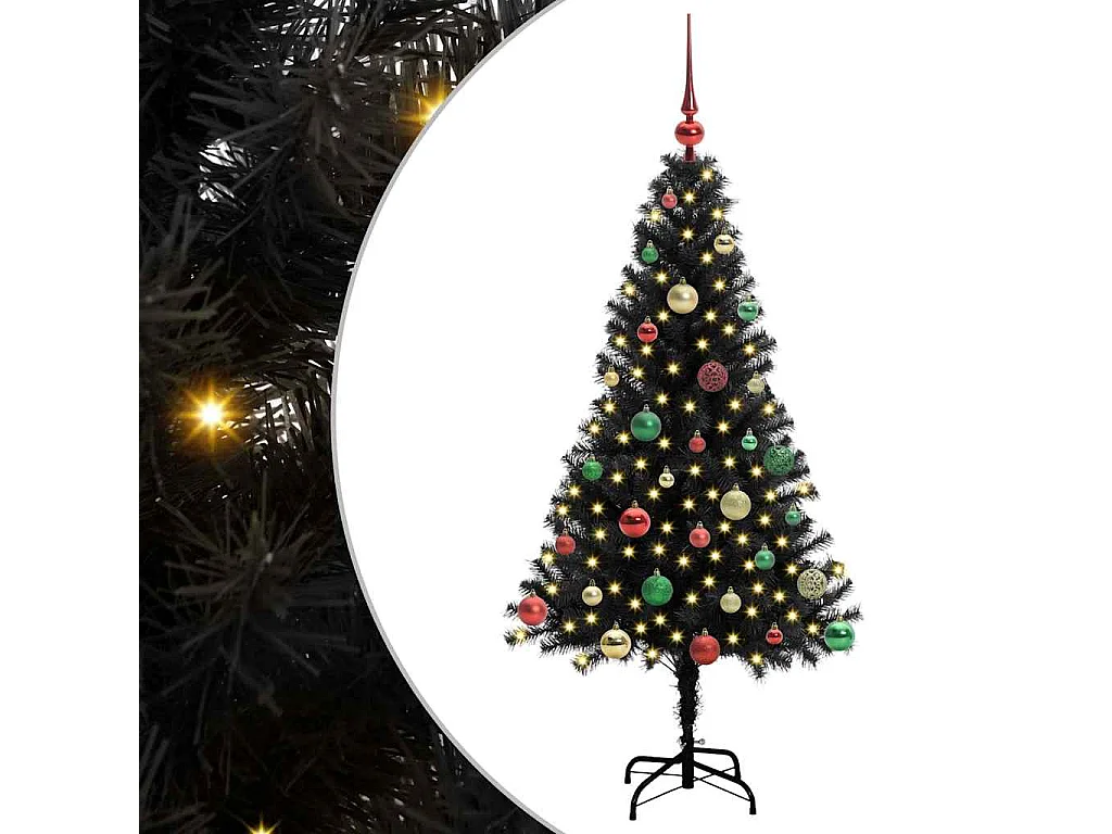 Albero di Natale con 150 LED con supporto Nero 150 cm PVC