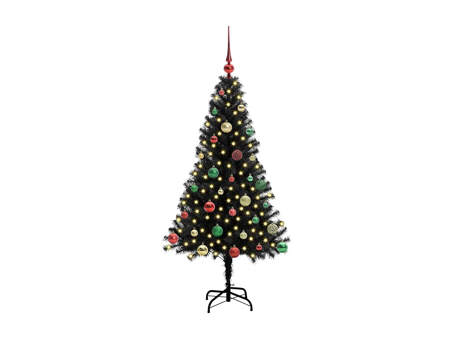 Albero di Natale con 150 LED con supporto Nero 150 cm PVC