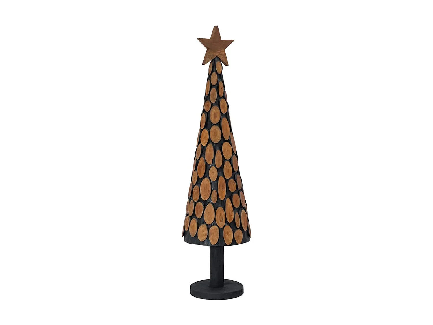 Albero di Natale con supporto marrone 120 cm in legno massello di teak