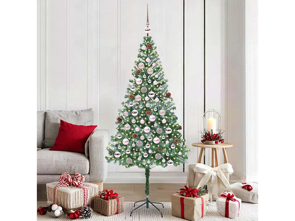 Albero di Natale artificiale con 300 LED Verde 180 cm PVC e Acciaio