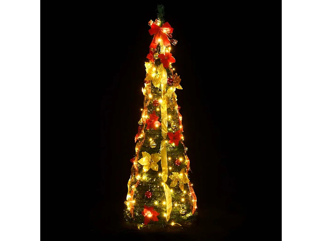 Sapin de Noël artificiel escamotable 50 LED vert 120 cm