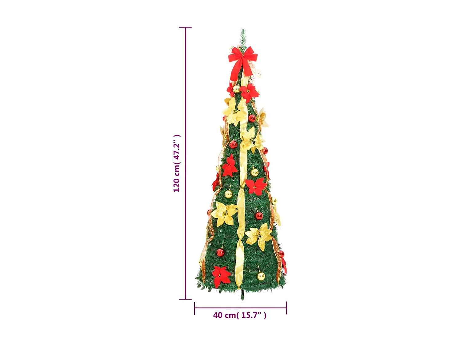 Sapin de Noël artificiel escamotable 50 LED vert 120 cm