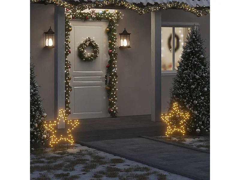 Décoration lumineuse étoile de Noël avec piquets 80 LED 60 cm