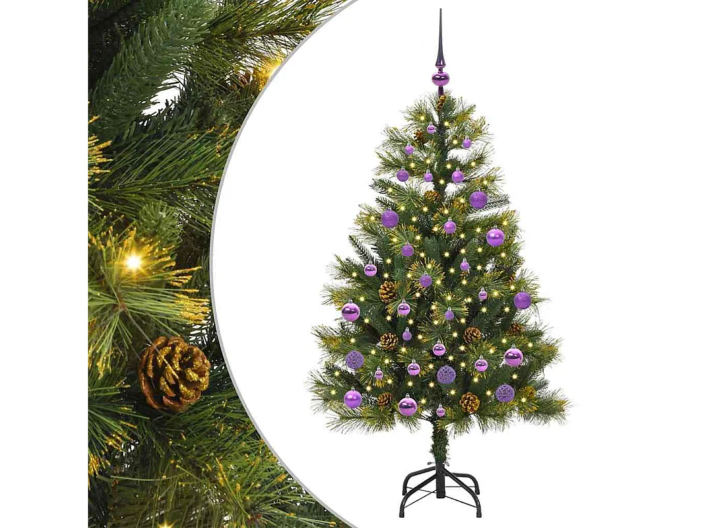 Kunstkerstboom met buigzame takken en kegels 150 cm