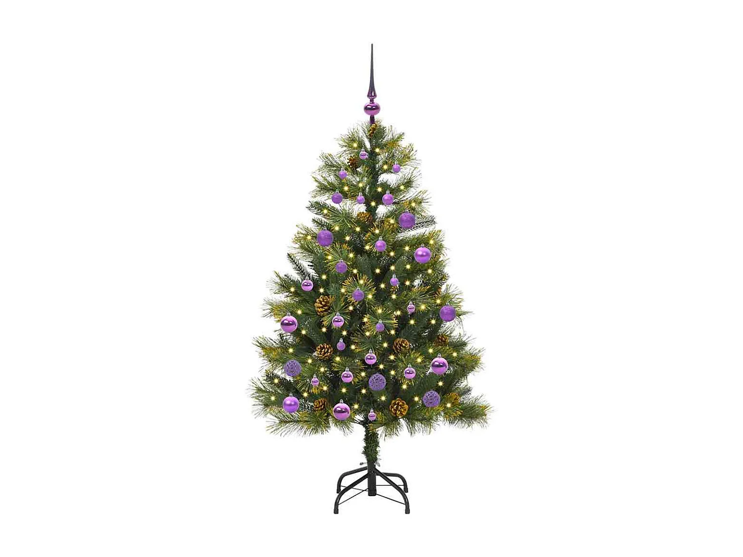 Kunstkerstboom met buigzame takken en kegels 150 cm