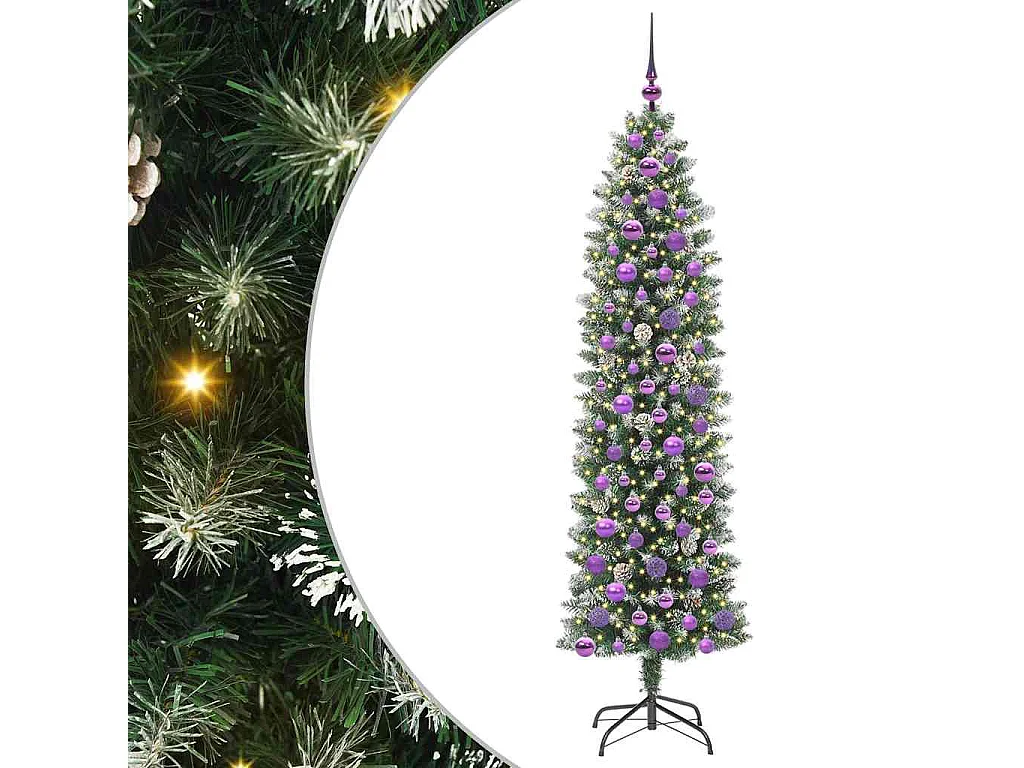 Arbre de Noël artificiel slim avec 300 LED Vert et blanc 180 cm