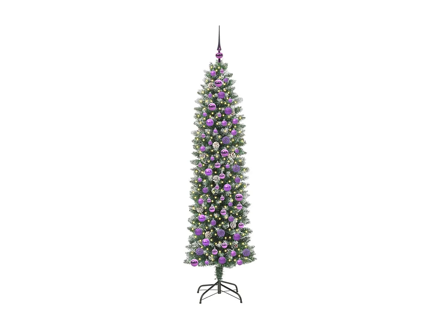 Arbre de Noël artificiel slim avec 300 LED Vert et blanc 180 cm