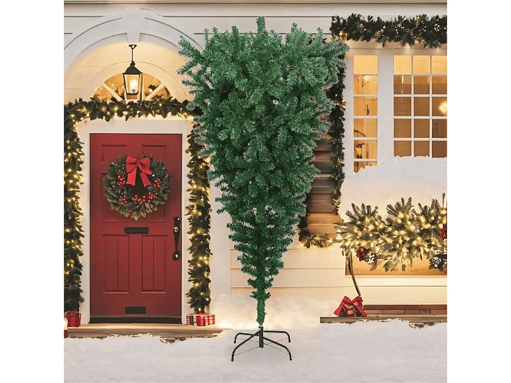Sapin de Noël artificiel renversé avec support Vert 240 cm