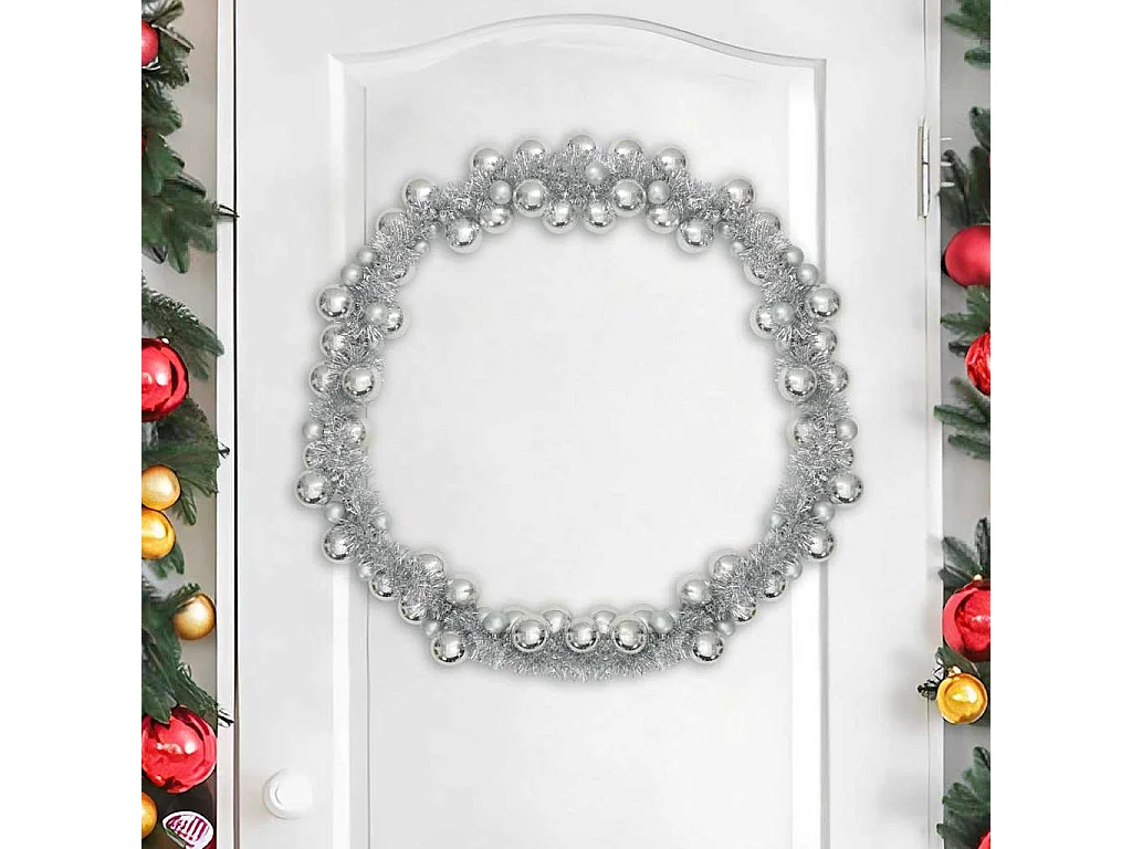 Guirlande de Boules de Noël Argent 186 cm Polystyrène