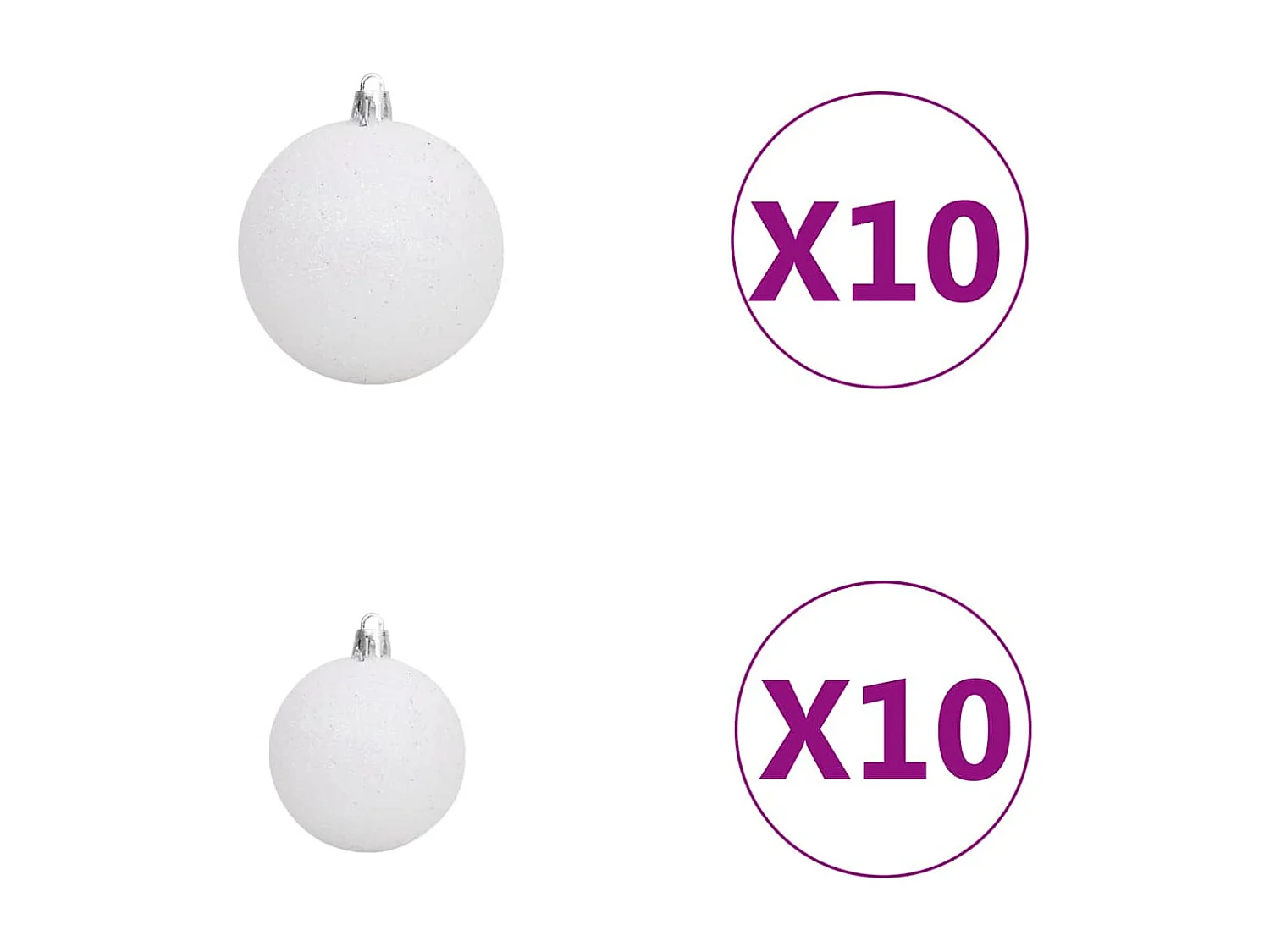 Albero di Natale artificiale preilluminato con palline bianche 210 cm PVC