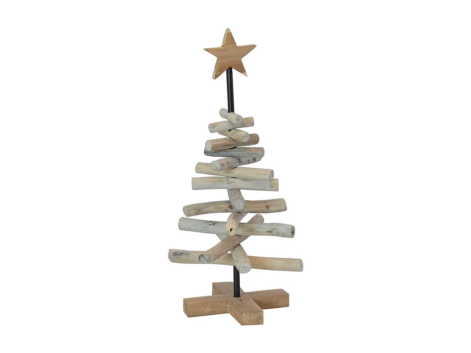 Albero di Natale con supporto marrone 60 cm in legno massello di teak