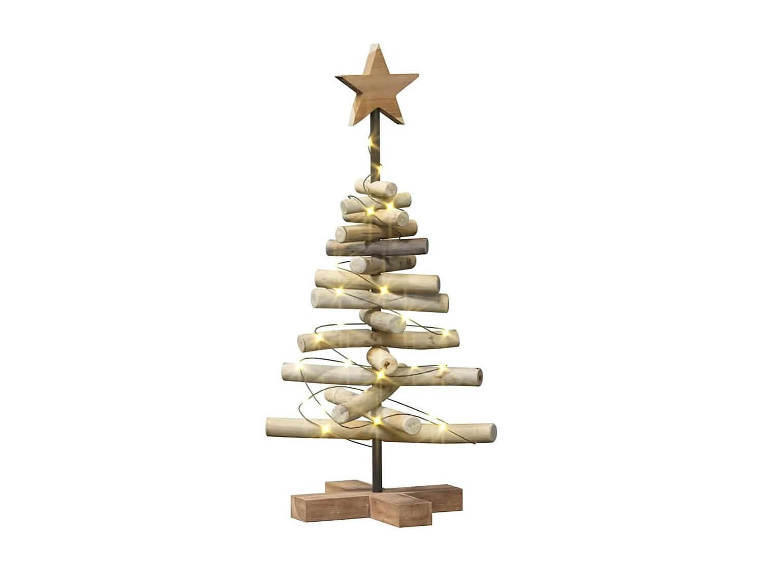 Albero di Natale con supporto marrone 60 cm in legno massello di teak