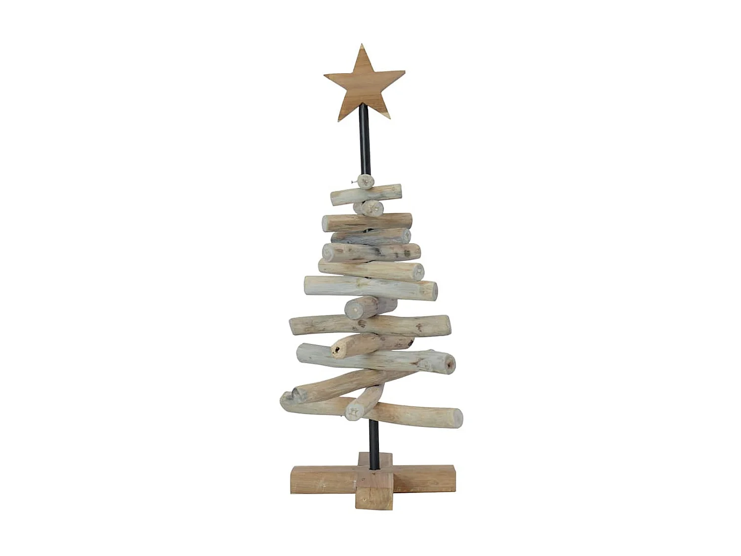 Albero di Natale con supporto marrone 60 cm in legno massello di teak