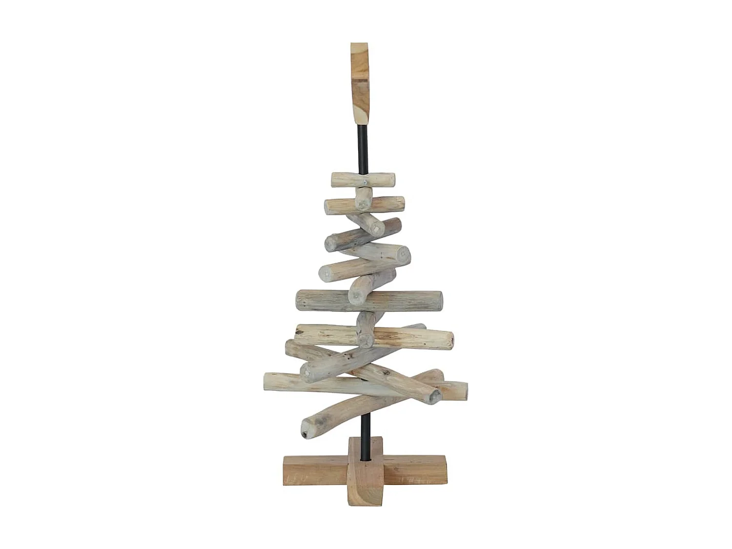 Albero di Natale con supporto marrone 60 cm in legno massello di teak