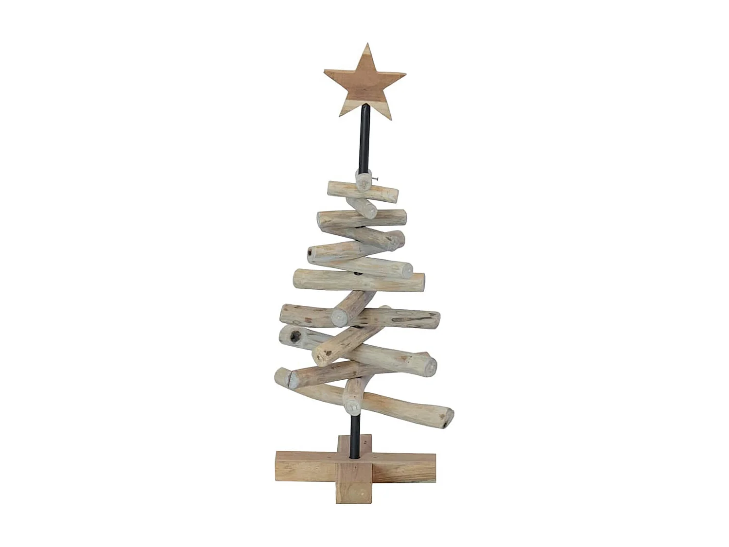 Albero di Natale con supporto marrone 60 cm in legno massello di teak