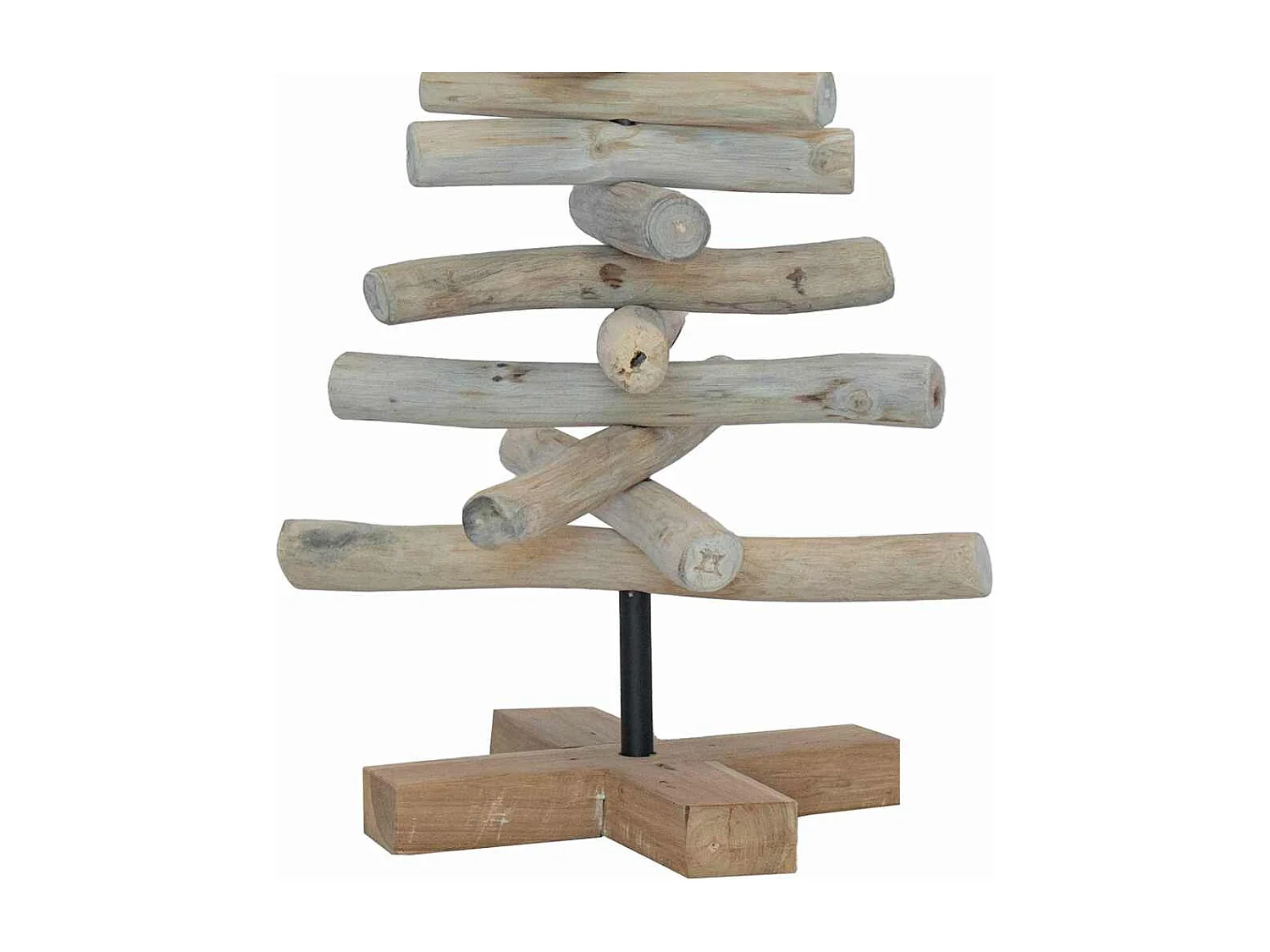 Albero di Natale con supporto marrone 60 cm in legno massello di teak