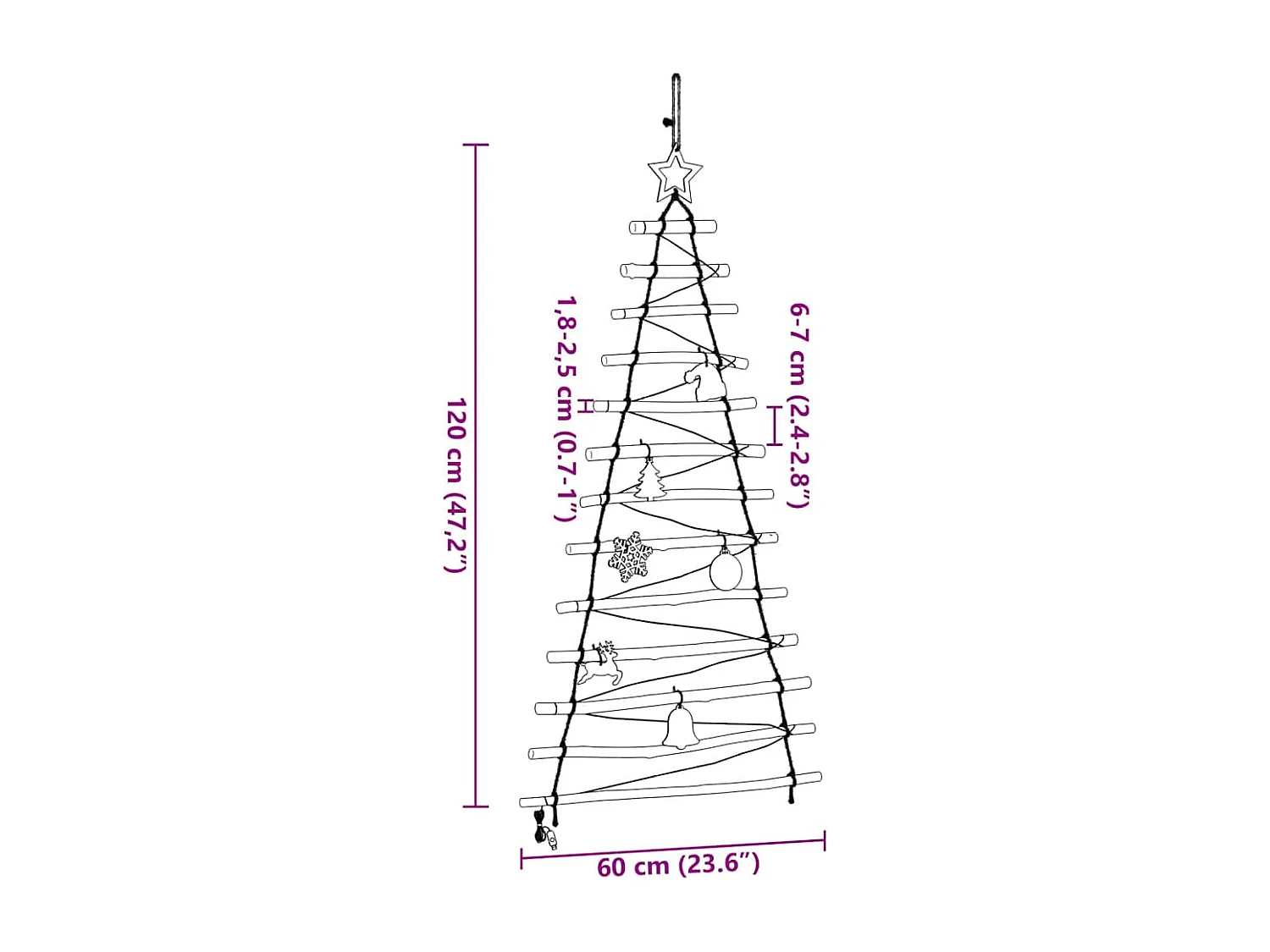 Sapin de Noël avec 50 LED Naturel 120 cm frêne massif