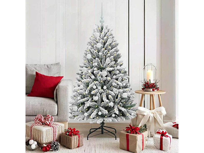 Sapin de Noël artificiel Vert et blanc 150 cm PVC et métal